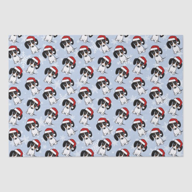 Papier Mousseline Piebald Dachshund Père Noël Wiener Chien Noël (Recto)