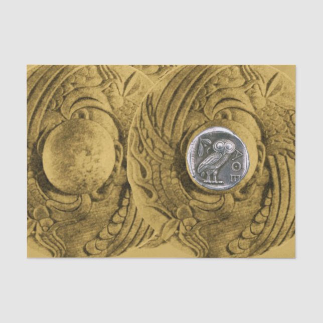 Papier Mousseline PIÈCE Grecque D'Argent OWL ANTIQUE (Recto)