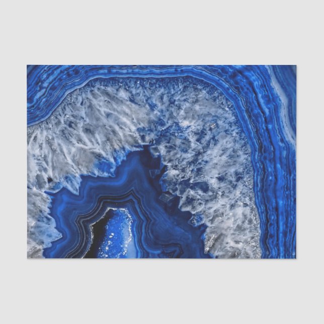 Papier Mousseline Pierre gemme minérale de quartz d'agate bleue (Recto)