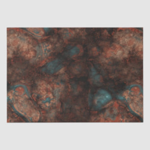 Papier Mousseline Pierre rouille et turquoise
