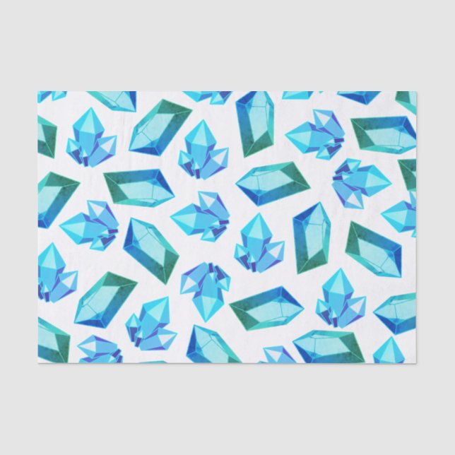 Papier Mousseline Pierres de Géode Bleues et Vertes tendance (Recto)