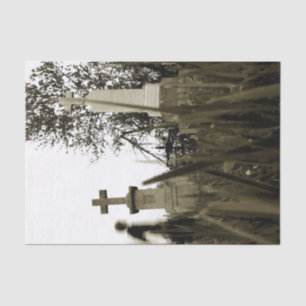 Papier Mousseline Pierres tombales gothiques de cimetière ange sépia
