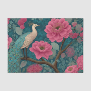 Papier Mousseline Pierrot vibrant et motif floral rose