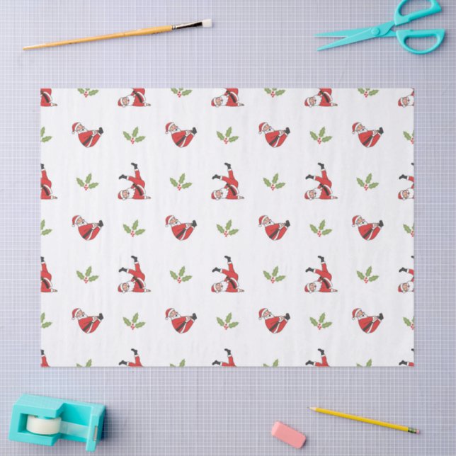 Papier Mousseline Pilates Santa Seamless Christmas Patterns (Artisanat)