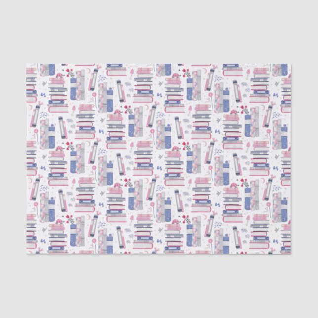 Papier Mousseline Pile de contes de livres gris blanc (Recto)