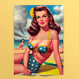 Papier Mousseline Pin-up d'été rétro