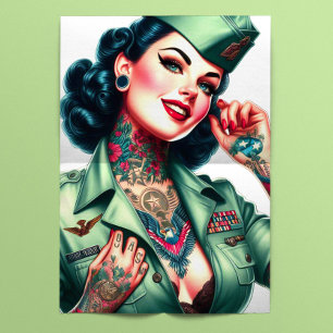 Papier Mousseline Pin-up militaire vintage
