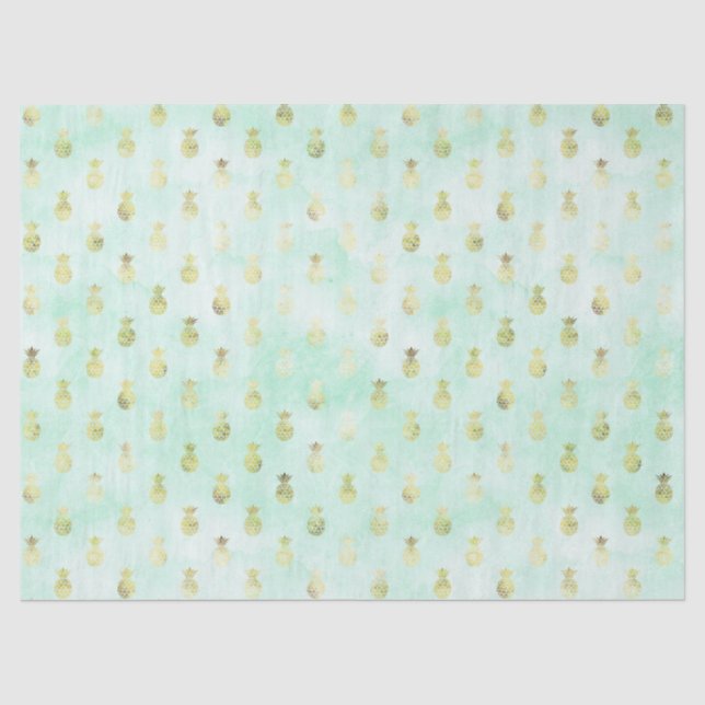 Papier Mousseline Pinceau Glam Gold Ananas Tropical (Recto)