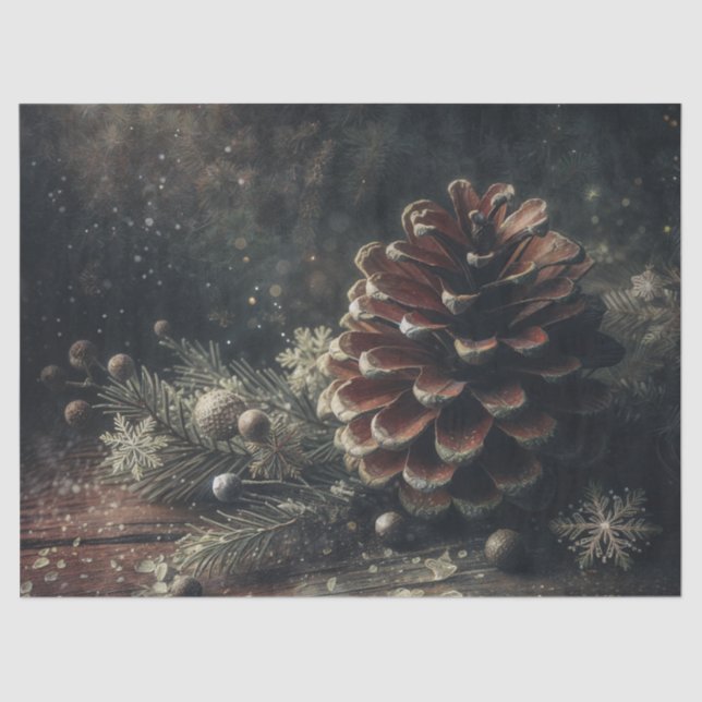Papier Mousseline Pine Cone Festive Winter Art (Recto)
