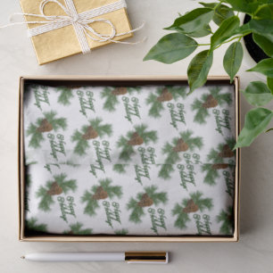 Papier Mousseline Pinecones saisonnières Classique Joyeux Vacances S
