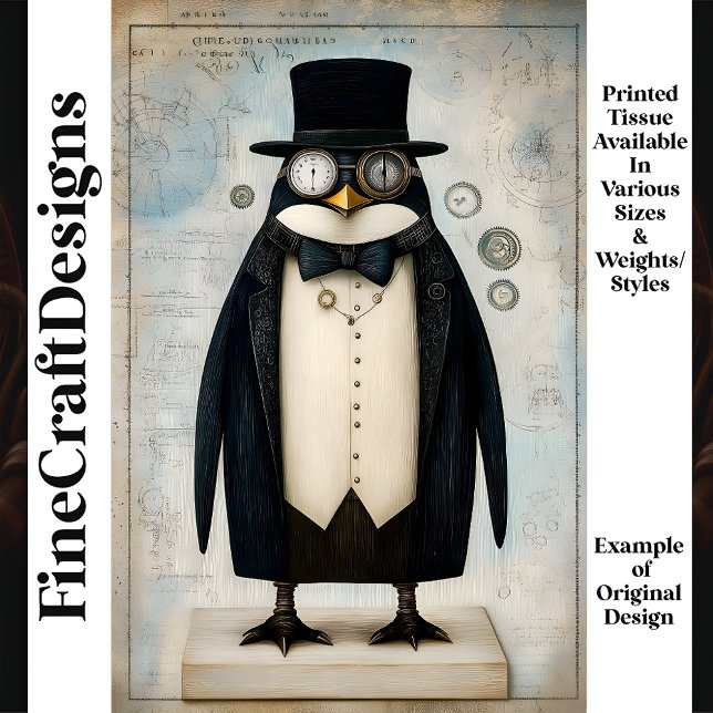 Papier Mousseline Pingouin à vapeur Whimsical habillé L5 Découpage (Créateur téléchargé)