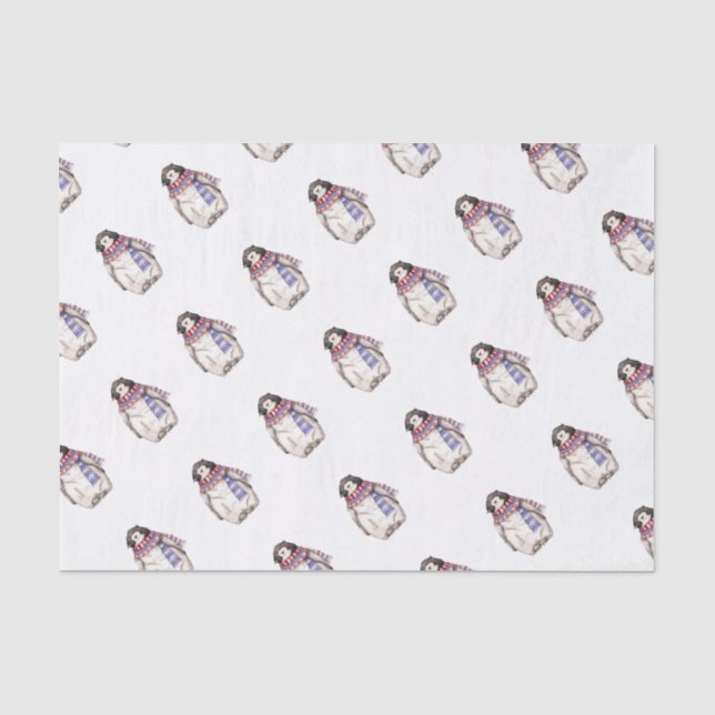Papier Mousseline Pingouin de bébé dans l'écharpe (Recto)
