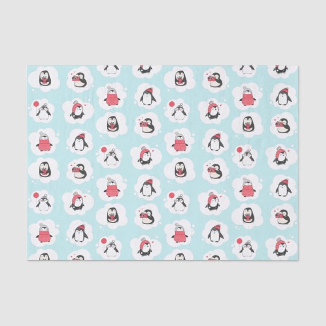 Papier Mousseline Pingouin Vacances d'hiver (Recto)