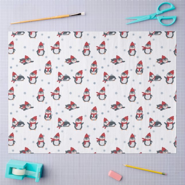 Papier Mousseline Pingouins mignons Oiseaux d'hiver Animaux de l'Arc (Artisanat)