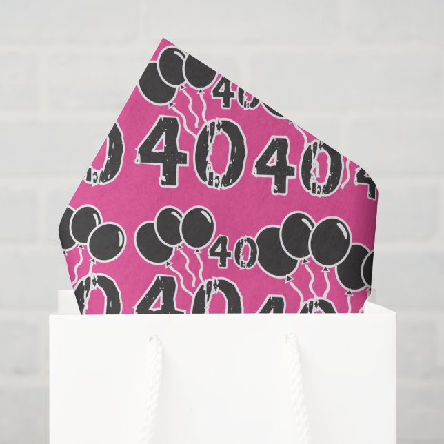 Papier Mousseline PINK 40e anniversaire Tissu Papier (Sac cadeau)