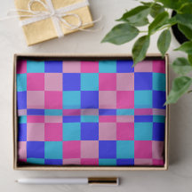 Pink and Blue Checkered Print