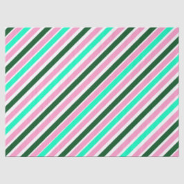 Papier Mousseline Pink and Green Christmas Candy Stripes 