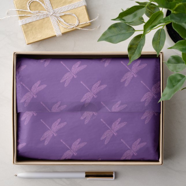Papier Mousseline Pink and Purple Fantasy Dragonfly  (Cadeau)