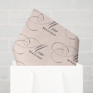 Papier Mousseline Pink blush Merci Beaucoup Merci de calligraphie