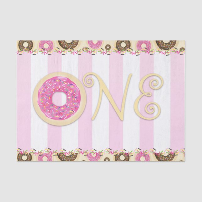 Papier Mousseline Pink Brown Sprinkts ONE 1st Birthday Party (Recto)