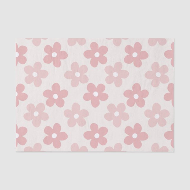 Papier Mousseline Pink Cream Daisy Flowers Retro Pattern (Recto)