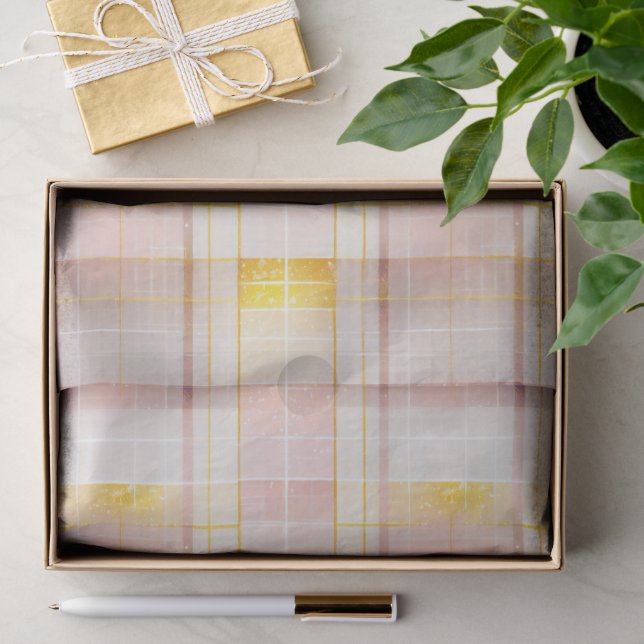 Papier Mousseline Pink Gold Christmas Pattern#7 ID1009 (Cadeau)