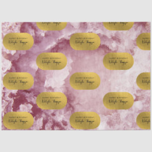Papier Mousseline Pink Gold Foil Sea Crystals Signature Script