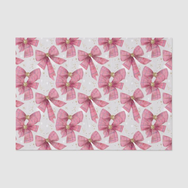 Papier Mousseline Pink Gold Plaid Bains Noël (Recto)