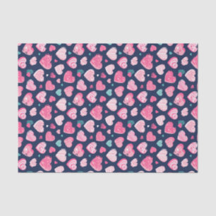 Papier Mousseline Pink Heart Romance Amour Motif Saint Valentin