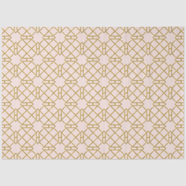 Papier Mousseline Pink n Gold Art déco Chinois Chippendale Découpage (Recto)