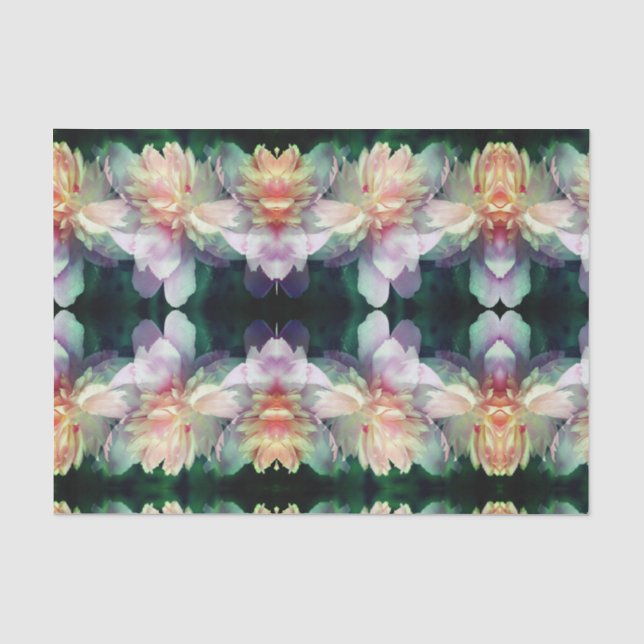Papier Mousseline Pink Peony Flower Motif Abstrait Découpage (Recto)