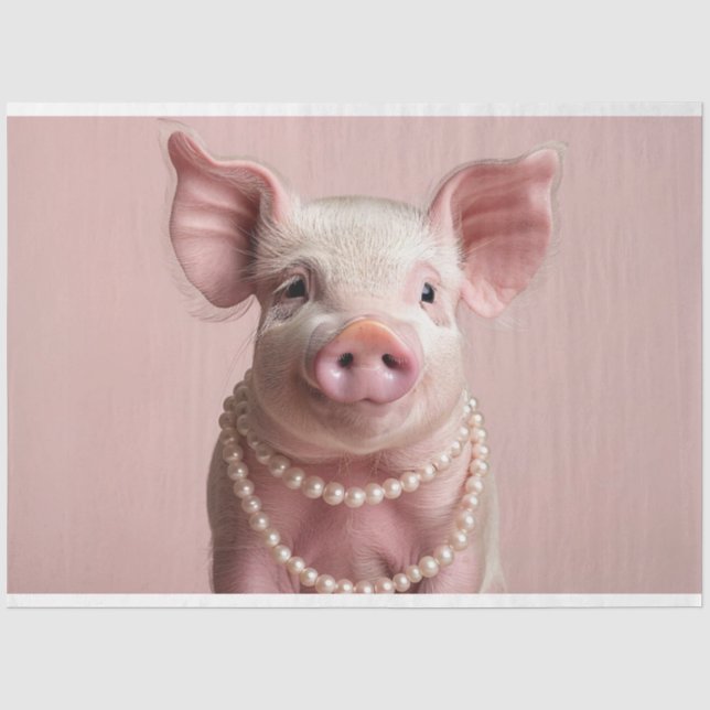 Papier Mousseline Pink Pig Pearlina Pinkette Découpage (Recto)