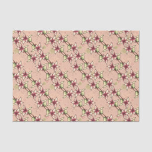 Papier Mousseline Pink Poinsettia Diagonal Stripe Noël