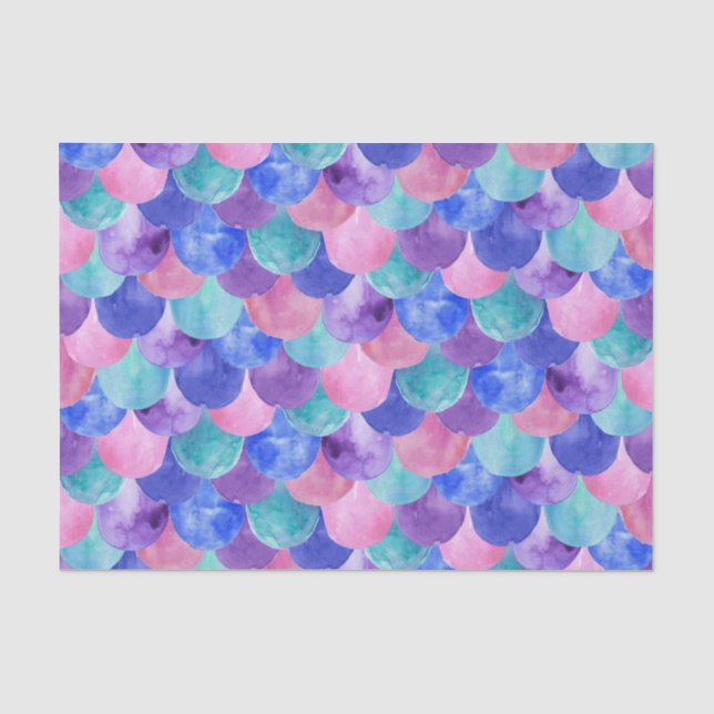 Papier Mousseline Pink Purple Blue Aquarelle Turquoise Étales de sir (Recto)