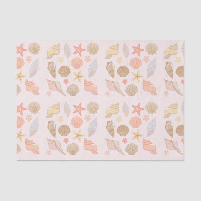 Papier Mousseline Pink Seashells Pattern (Recto)