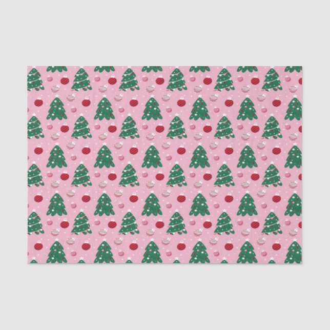 Papier Mousseline Pink Sweet Greenery Noël Arbre vacances (Recto)