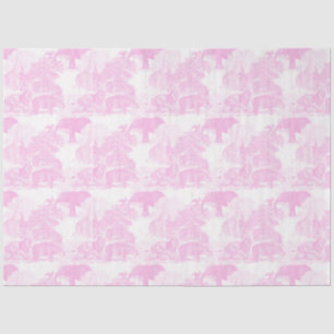 Papier Mousseline Pink Toile Jungle Animaux Safari Chinoiserie