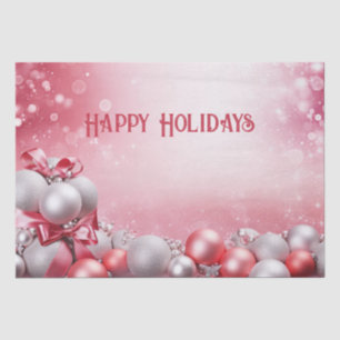 Papier Mousseline Pink White Christmas Balls Holiday Tpaper