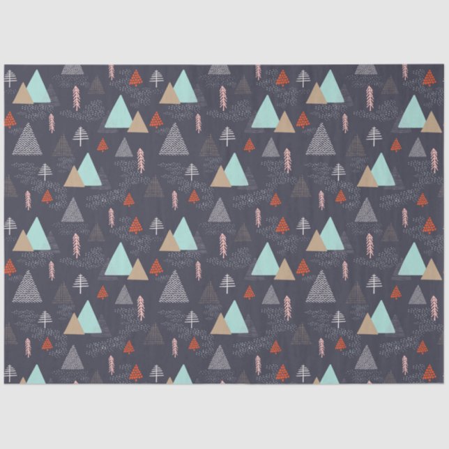 Papier Mousseline Pins À feuillage persistant dessinés à la main dan (Recto)