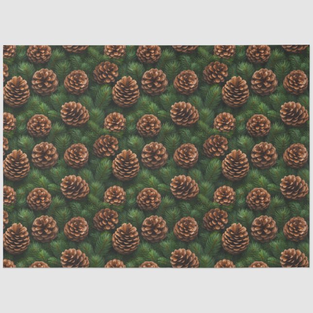 Papier Mousseline Pins cônes et épinettes branches d'arbre Découpage (Recto)