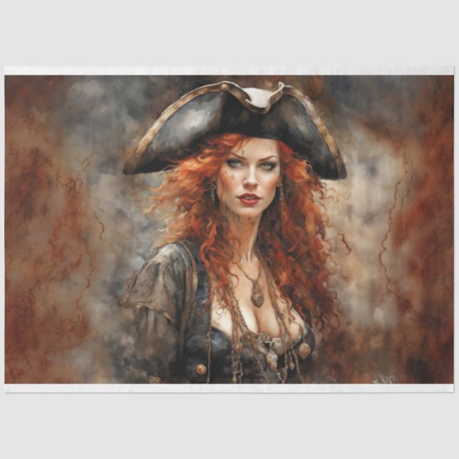 Papier Mousseline Pirate rouge pomme Queen découpage (Recto)