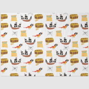 Papier Mousseline Pirate Ship Treasure Motif à thème de coffre