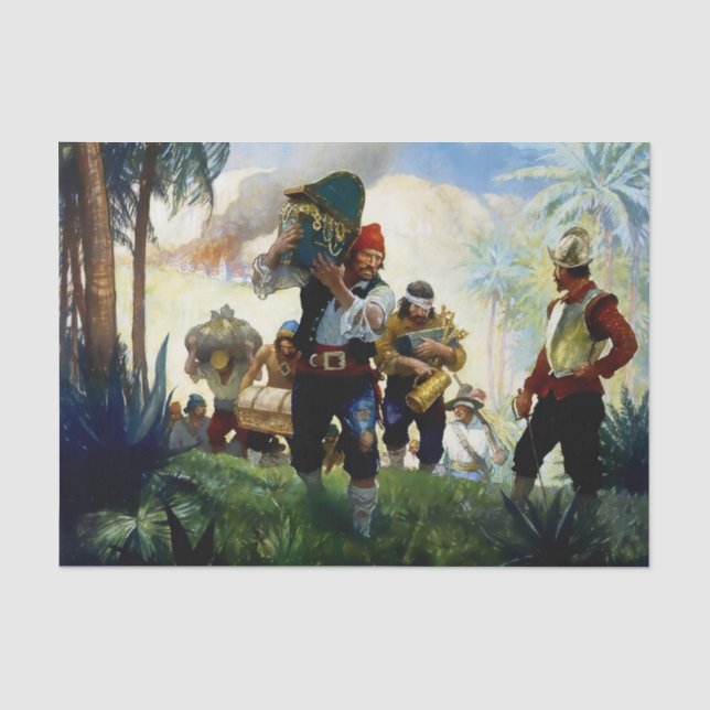 Papier Mousseline "Pirates et pillage" par NC Wyeth (Recto)