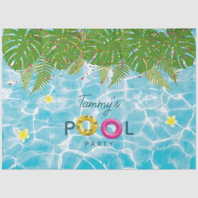 Papier Mousseline Piscine tropicale Piscine de fête Anniversaire (Recto)