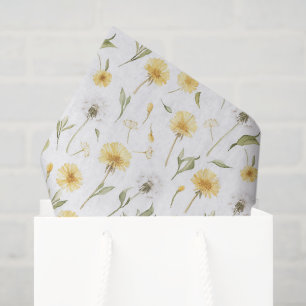 Papier Mousseline Pissenlits Fleurs Jaunes Blanches Anniversaire