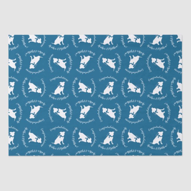 Papier Mousseline Pit Bull Baby shower Pitbull Chien Blue Boy (Recto)
