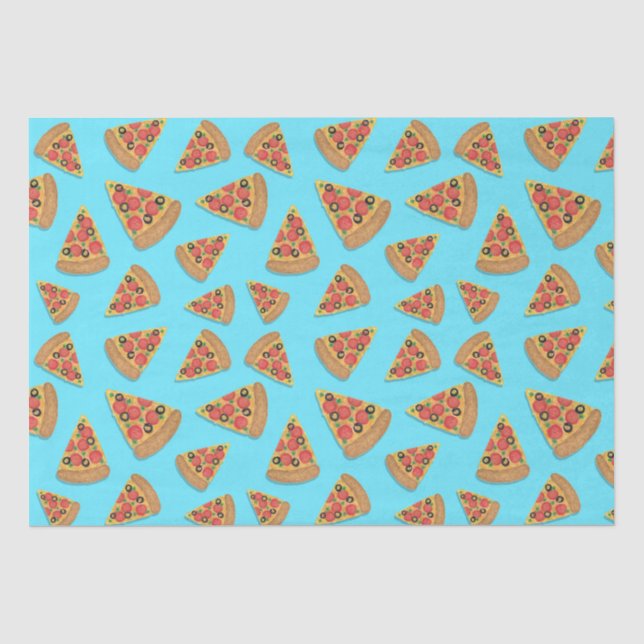 Papier Mousseline Pizza Party Pepperoni Novelty Blue (Recto)