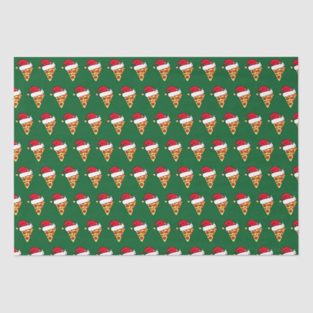 Papier Mousseline Pizzas de Noël mignonnes en Santa Hats Vert (Recto)