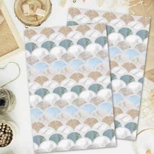 Papier Mousseline plage aqua bleu marbre blanc pastel pèse-sirène