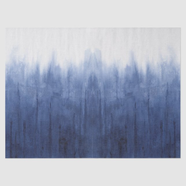 Papier Mousseline Plage Côte Moderne Bleu n Blanc Tie Dye Shibori (Recto)